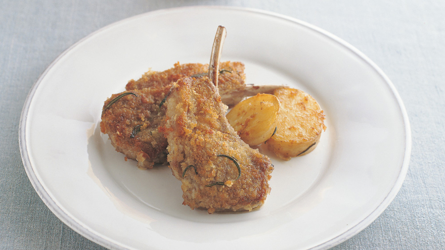 ラムチョップのにんにくパン粉ソテー