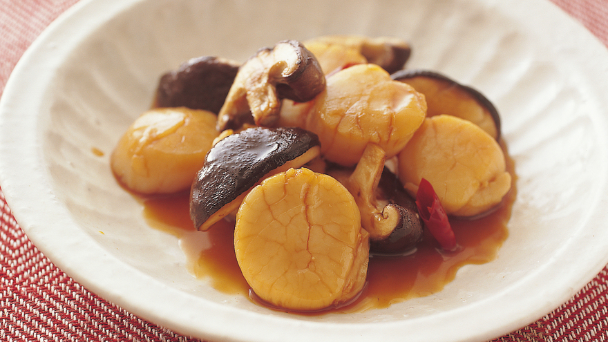 帆立て貝柱としいたけの焼きびたし