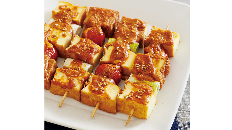 厚揚げのピリ辛串焼き