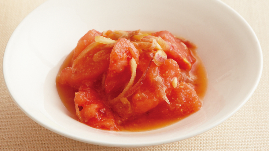 トマトとみょうがの酢みそあえ