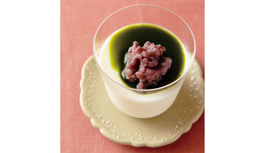 ミルクゼリー 抹茶あずきソース