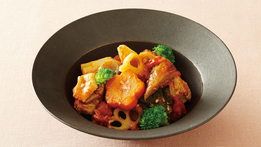 根菜と鶏肉のラタトゥイユ風