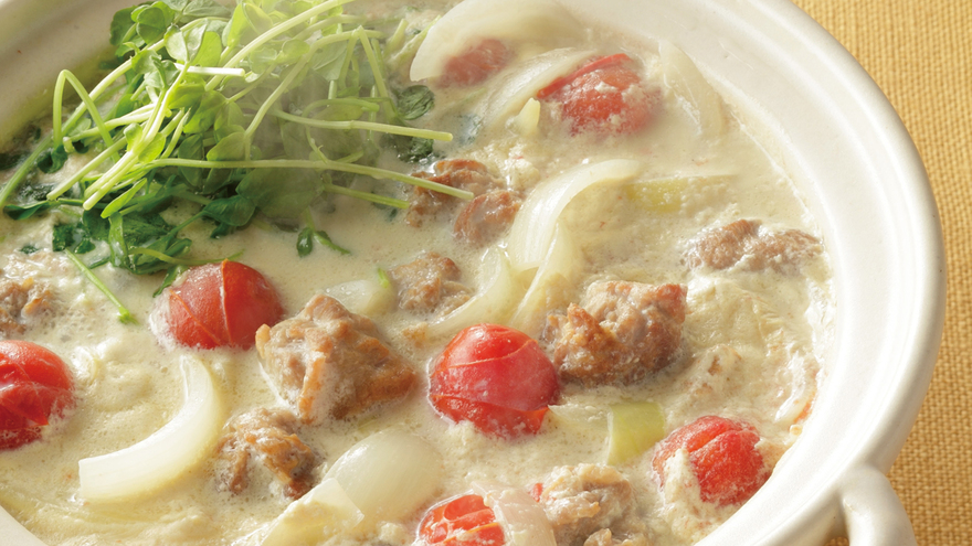 豚だんごのしょうが豆乳鍋