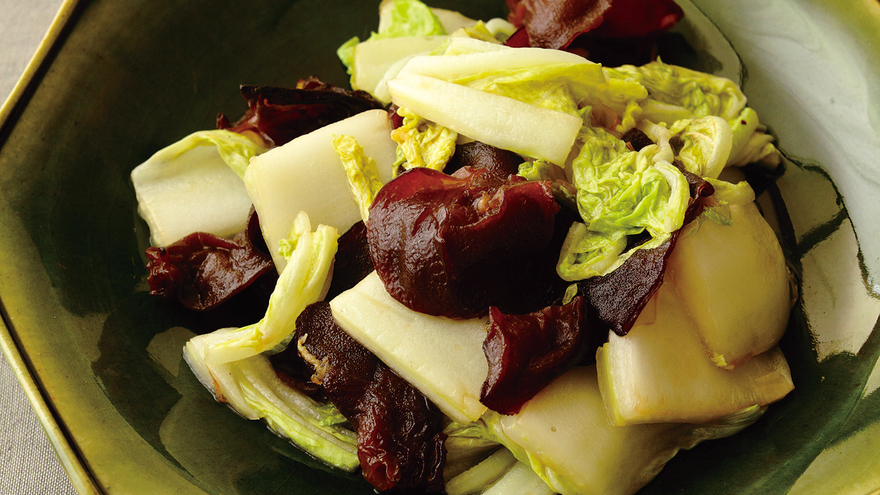 干し白菜ときくらげの甘酢炒め