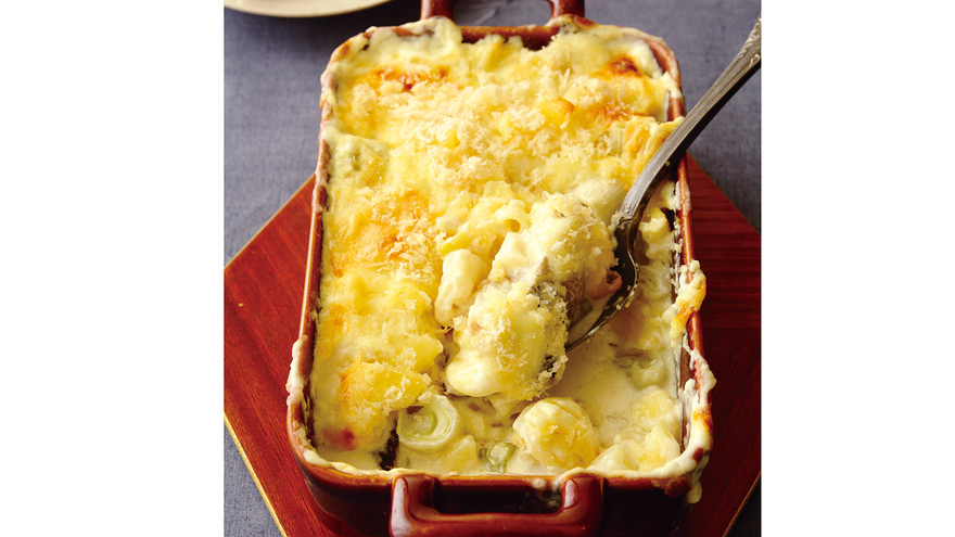 干しねぎと白身魚のグラタン