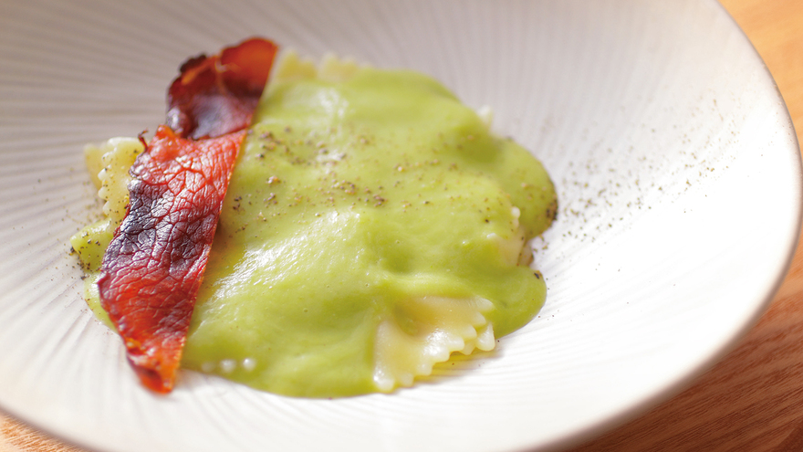 えんどう豆のスープパスタ