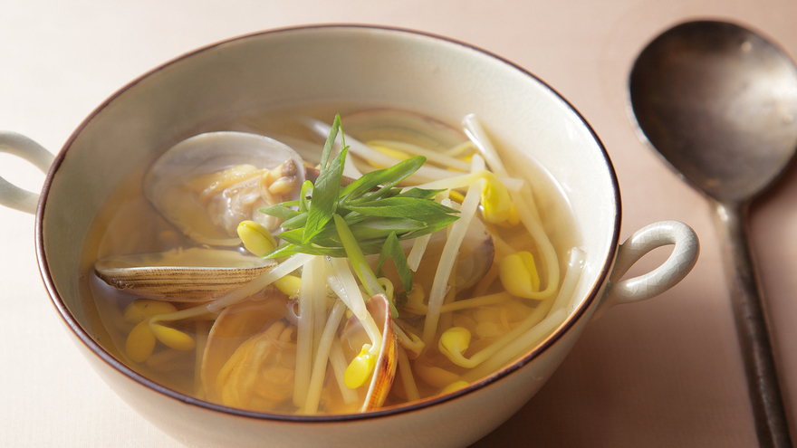 あさりと豆もやしのスープ