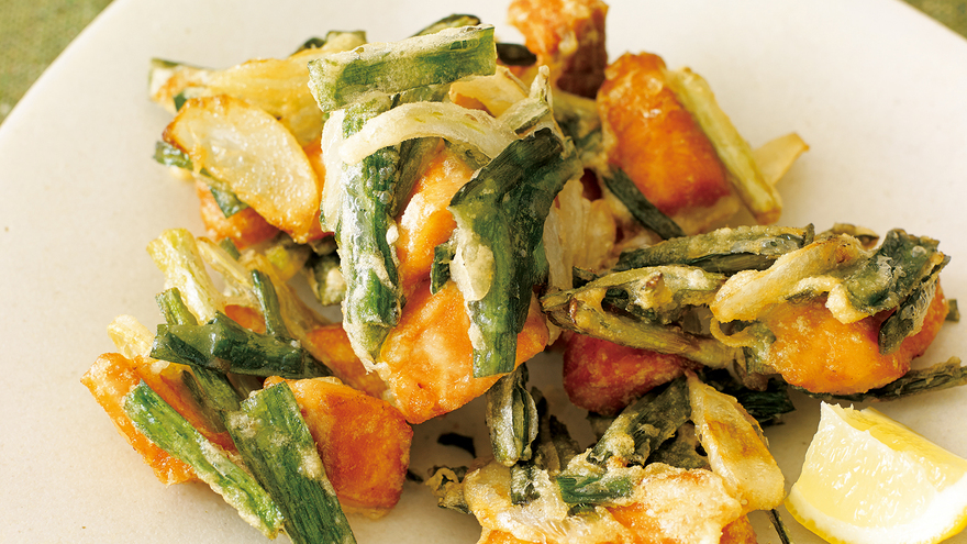 さけとにらの落とし揚げ