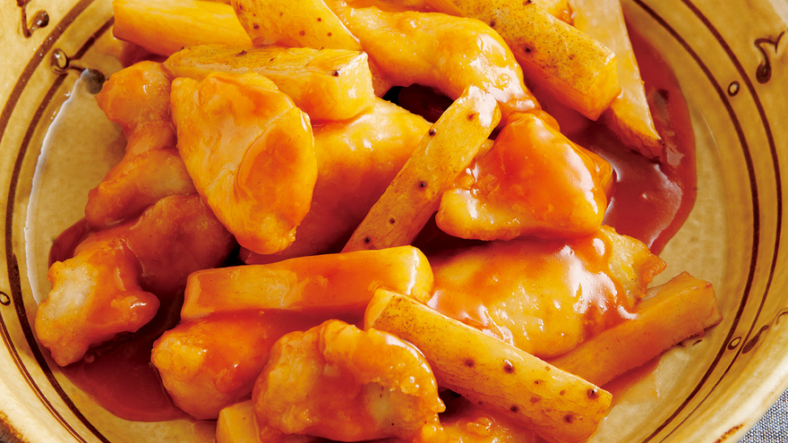 長芋と鶏肉の甘酢炒め