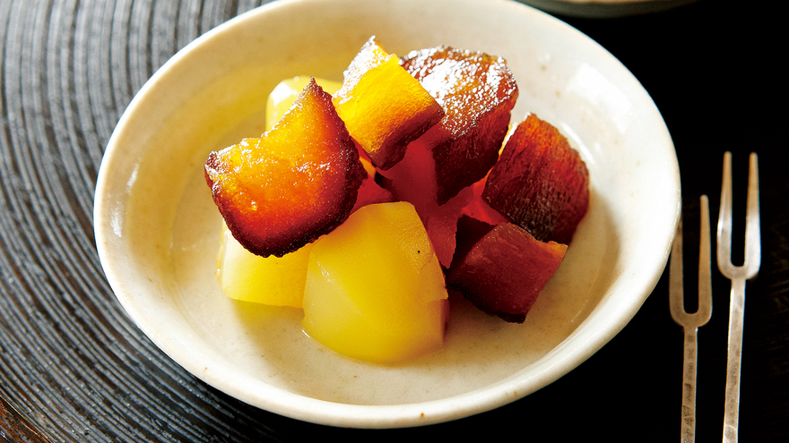 干し柿とくりのブランデーあえ