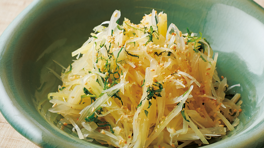 らっきょうとじゃがいもの甘酢あえ