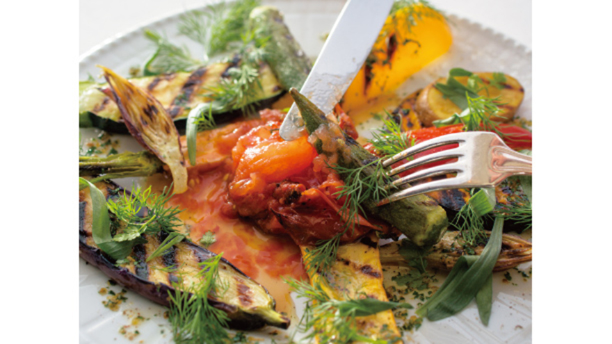 夏野菜のグリル　サルモリッリョソース