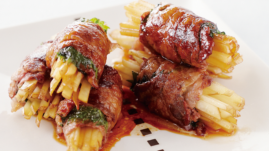 細切りポテトの牛肉ロール