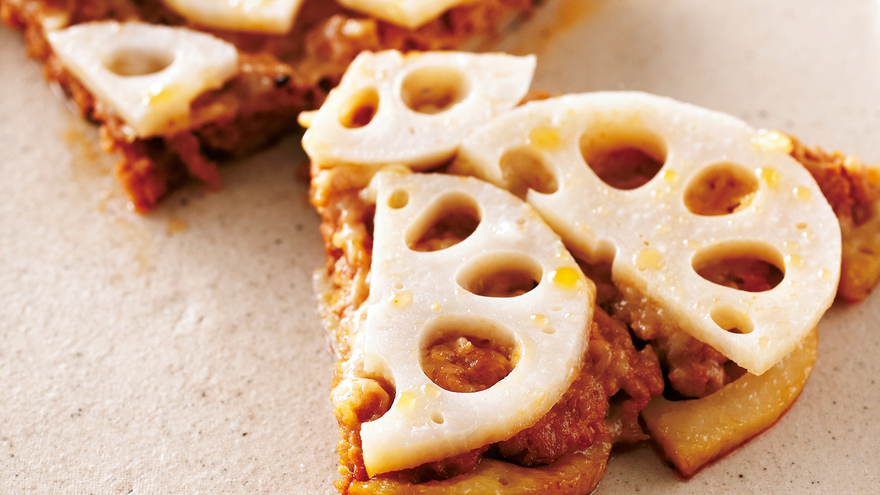 れんこんとひき肉の重ね焼き