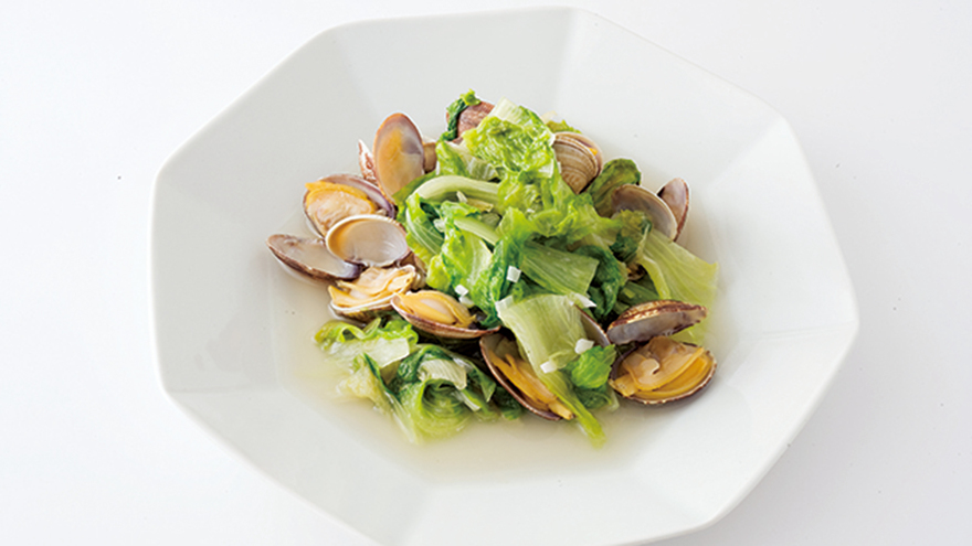 あさりとレタスの塩炒め