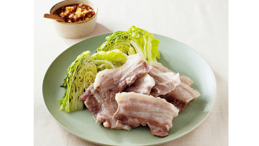 豚肉とキャベツのシンプル蒸し ピリ辛ソース