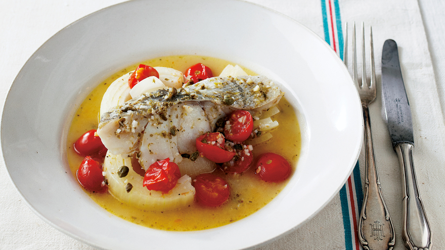 たらとたまねぎのハーブ蒸し