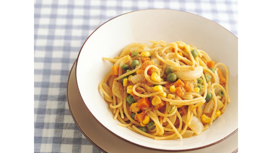 ツナとミックスベジタブルのパスタ