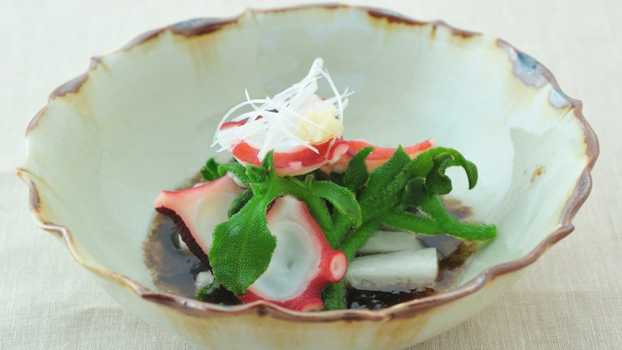 アイスプラントとたこの海苔酢 レシピ 柳原 尚之さん みんなのきょうの料理 おいしいレシピや献立を探そう