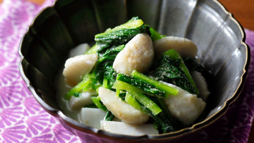 里芋とほうれんそうのごまびたし