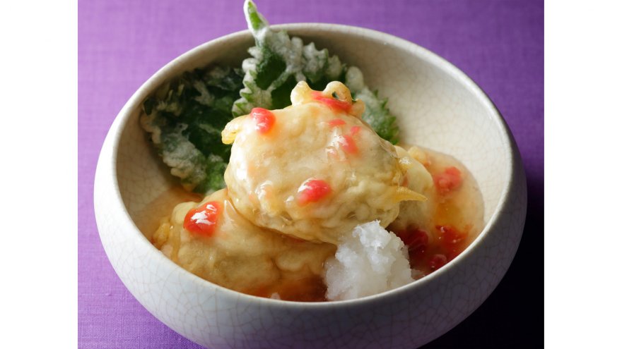 里芋の揚げ焼き天 梅だしあんかけ