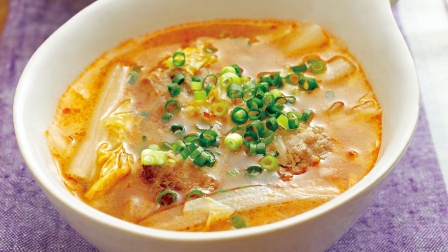 白菜と肉だんごの酸辣湯（サンラータン）