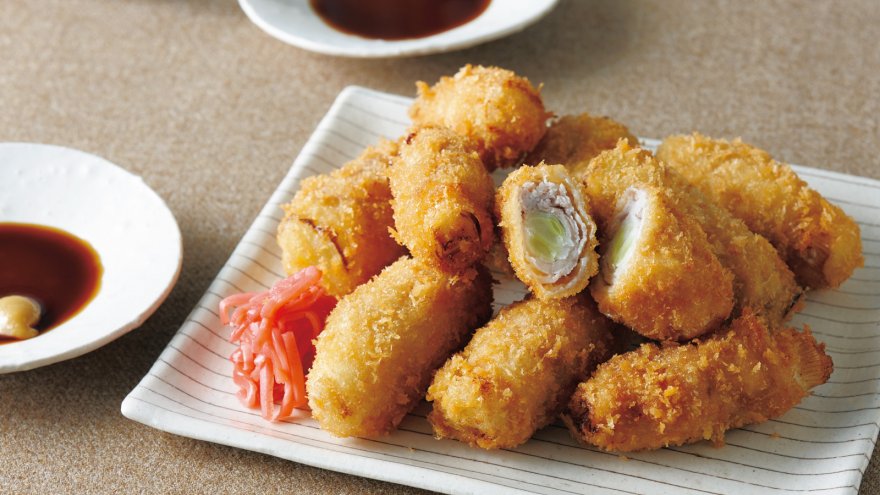 ねぎの肉巻きフライ