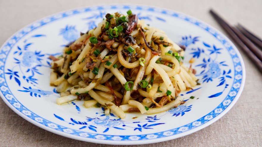 大根と豚肉のカラカラ炒め