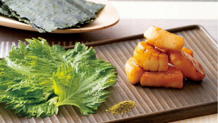 帆立ての青じそ磯辺巻き