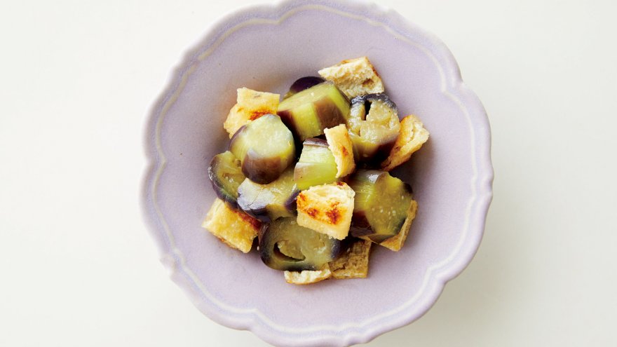 塩なすと油揚げのごまポンあえ