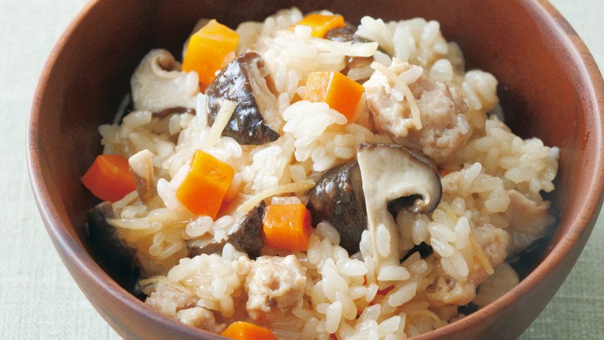 レンジしいたけおこわ
