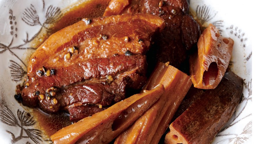 れんこんと豚肉のカラメル煮