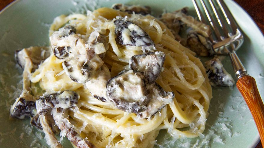 干しきのこのクリームパスタ