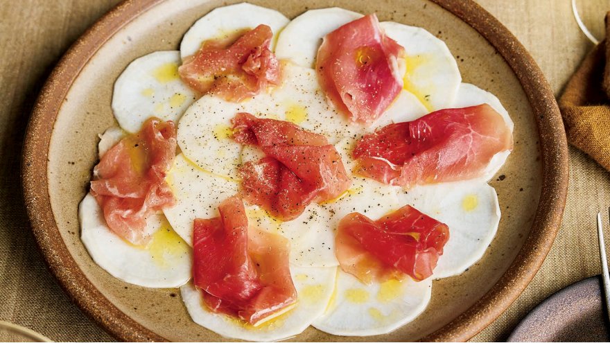 かぶと生ハムのカルパッチョ