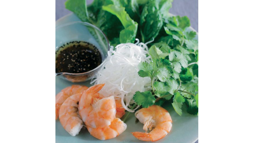 蒸しえびの野菜包み