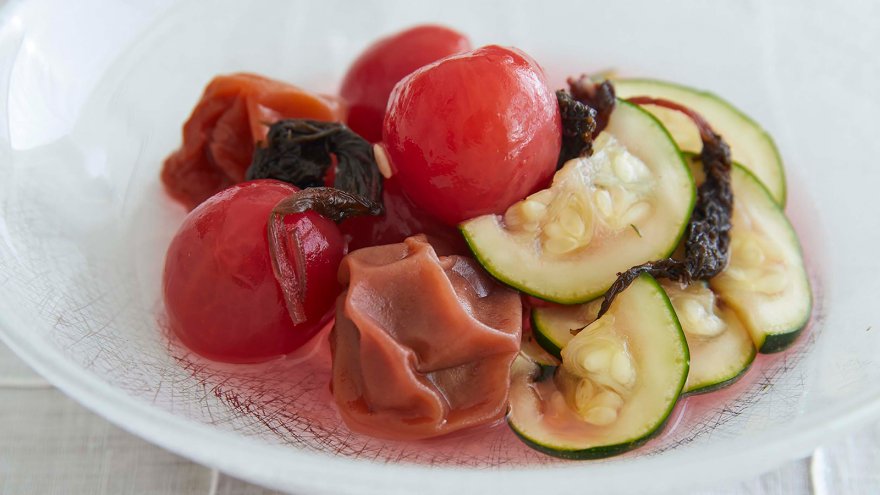 ミニトマトとズッキーニの茶梅マリネ