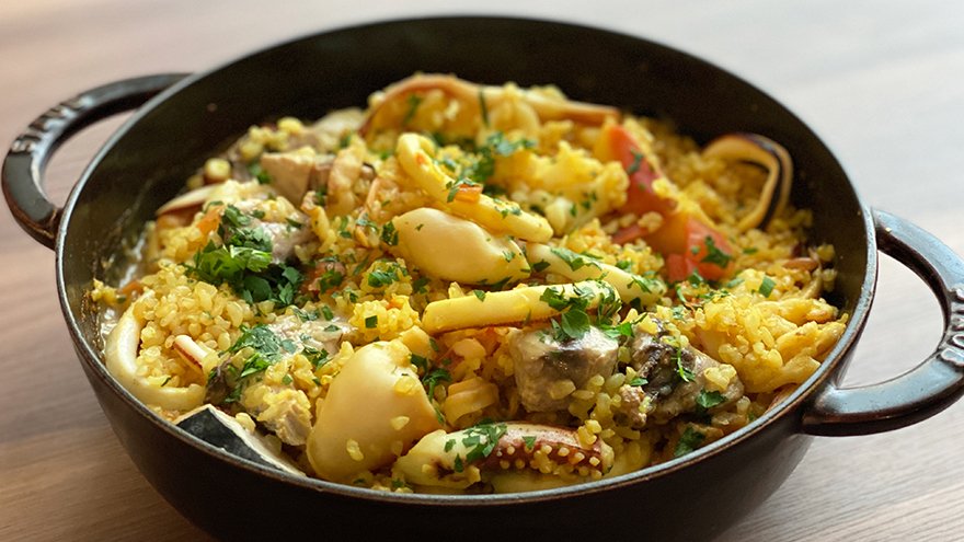 魚介の玄米パエリア風