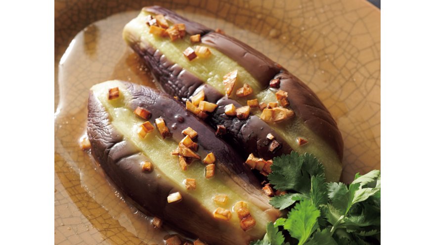 レンジなすのにんにくレモンだれ