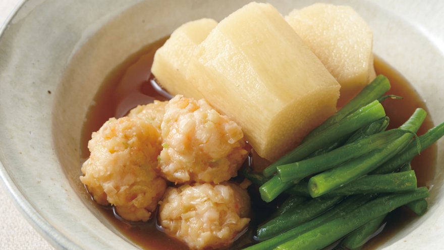 長芋とえびだんごの煮物