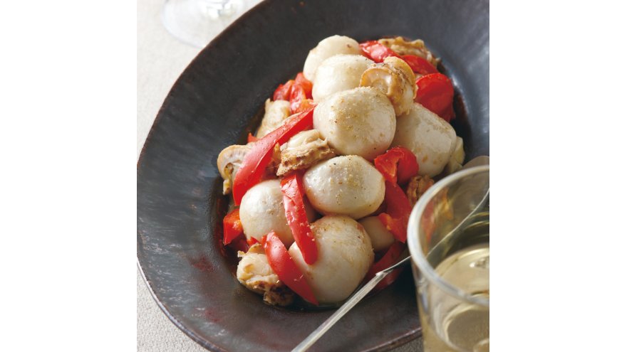 里芋と帆立てのオイル蒸し煮