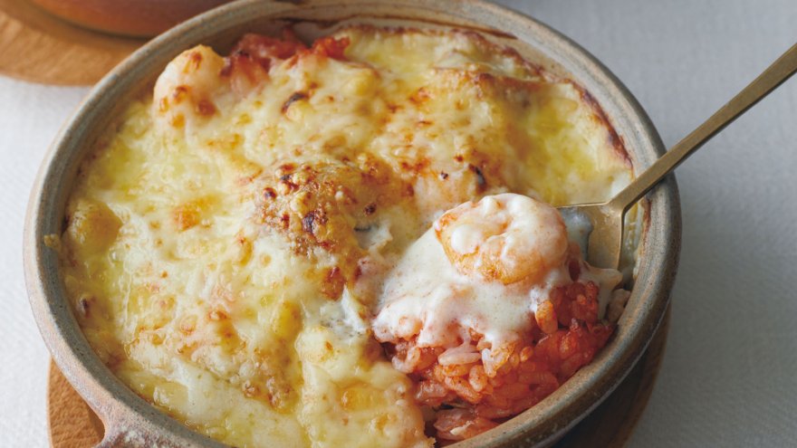 ケチャップライスのシーフードドリア