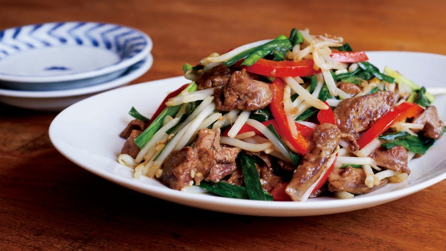 鶏レバにら炒め