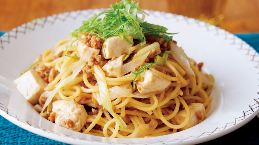 ねぎづくし マーボーパスタ