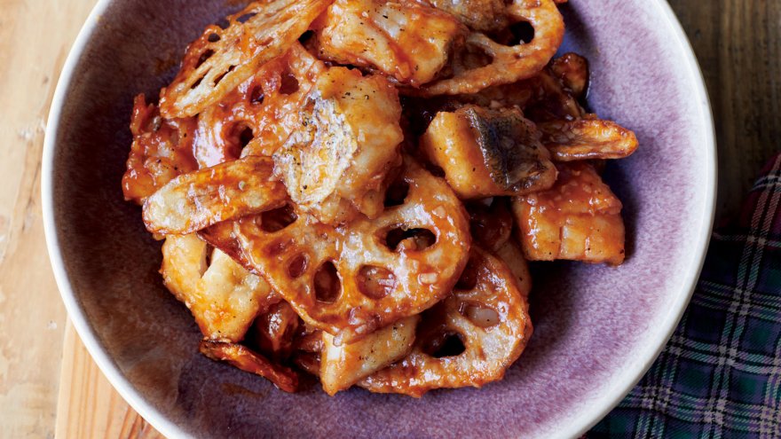 たらと根菜のチリソース風