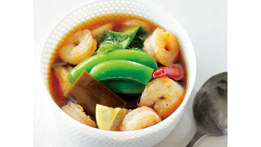 スナップえんどうとむきえびの甘辛づけ