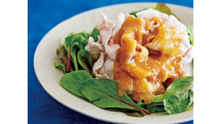 ゆで豚の梅みそがけ