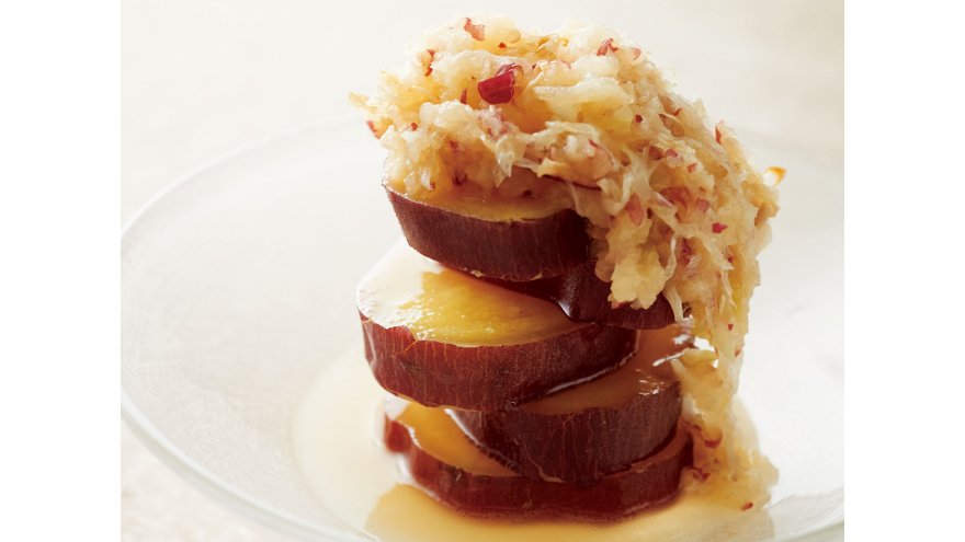 蒸しさつまいものおろしりんごがけ