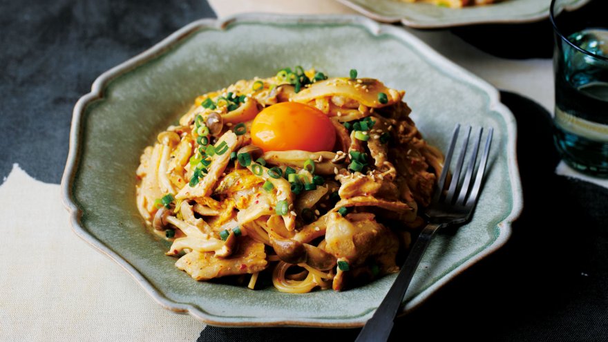 豚キムチクリームパスタ