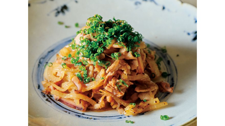 大根と豚肉の塩辛炒め