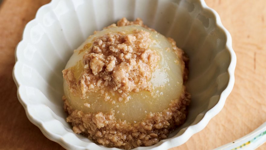 丸ごと新たまのそぼろあんかけ